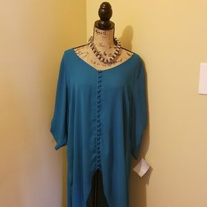 Torrid Turqoise Silky Hi-Low Top